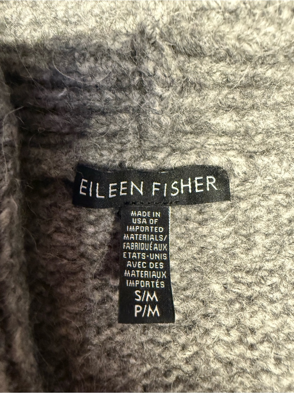 Eileen Fisher Alpaca Blend Cozy Gray Shawl-Collar Cardigan Oversized Sweater - Picture 5 of 10